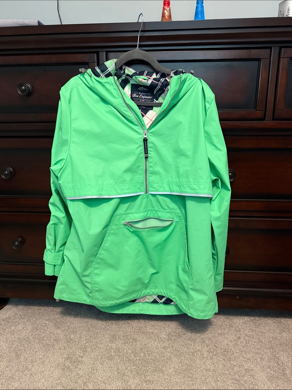 Charles River Green Hooded Windbreaker Jacket